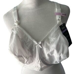 Bali White Bra - NWT - 40D - Classic Support - Back Smoothing  - Floral Detail